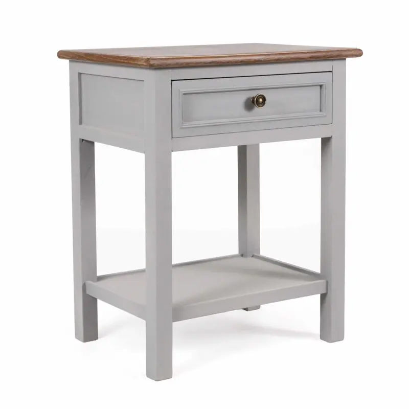 Comodino grigio in legno di pino ed mdf "Vicenzo" 50X35H60