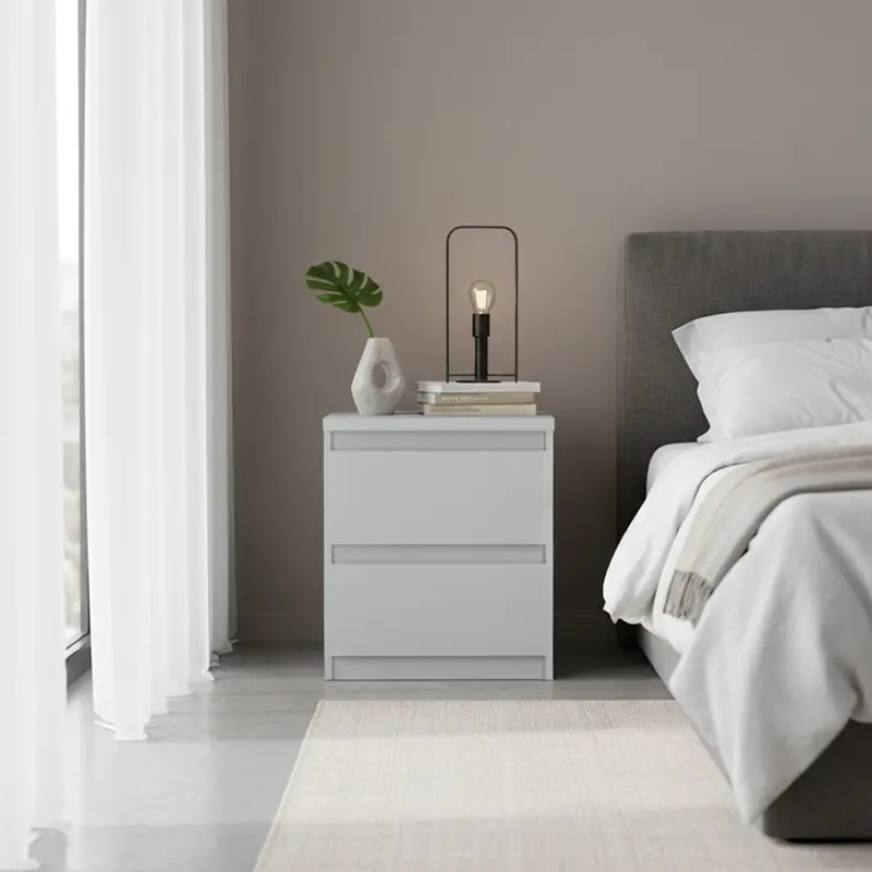 Comodino Morgan 2 cassetti 41.8 x 32.2 x H 49.3 cm. colore grigio chiaro