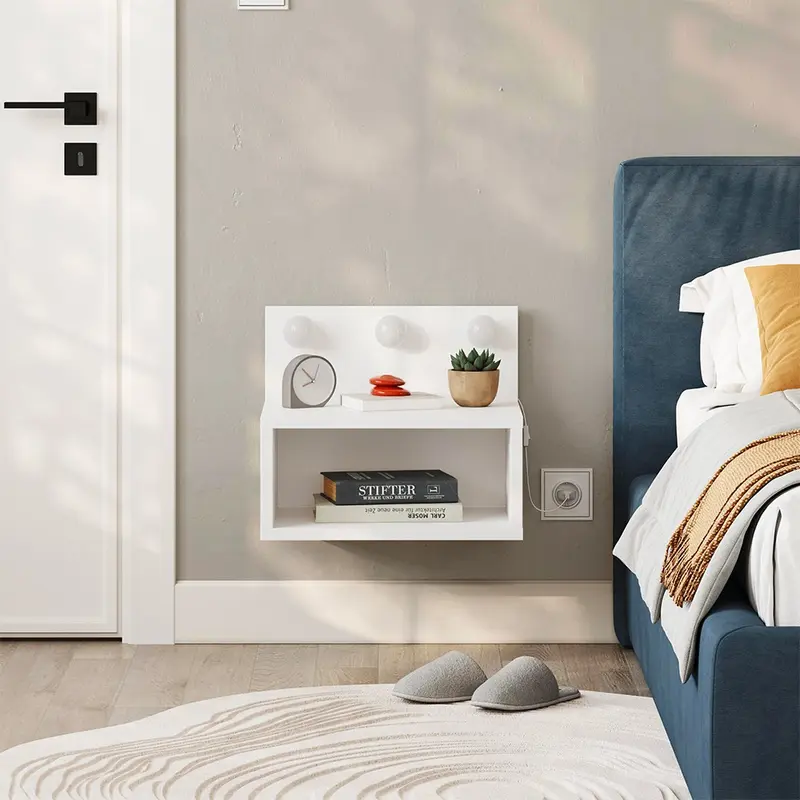 Comodino sospeso Treo con luci integrate colore bianco