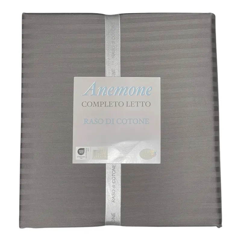 Completo letto Anemone - raso di cotone - Cenere