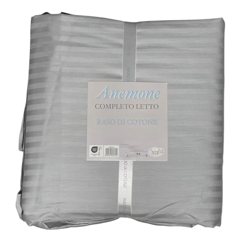 Completo letto Anemone - raso di cotone - Grigio