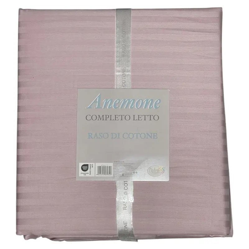 Completo letto Anemone - raso di cotone - Rosa