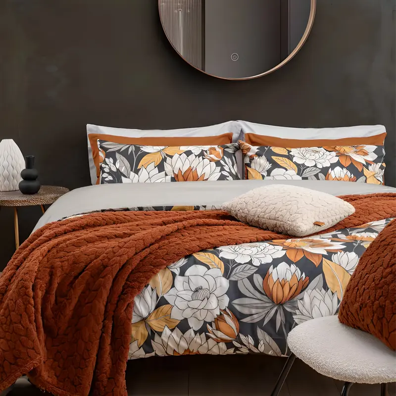 Completo Letto Brandy - 100% Cotone - Colori Autunnali - 2 Design in 2 Varianti - Disponibile 1 Piazza e 1 Piazza e Mezzo