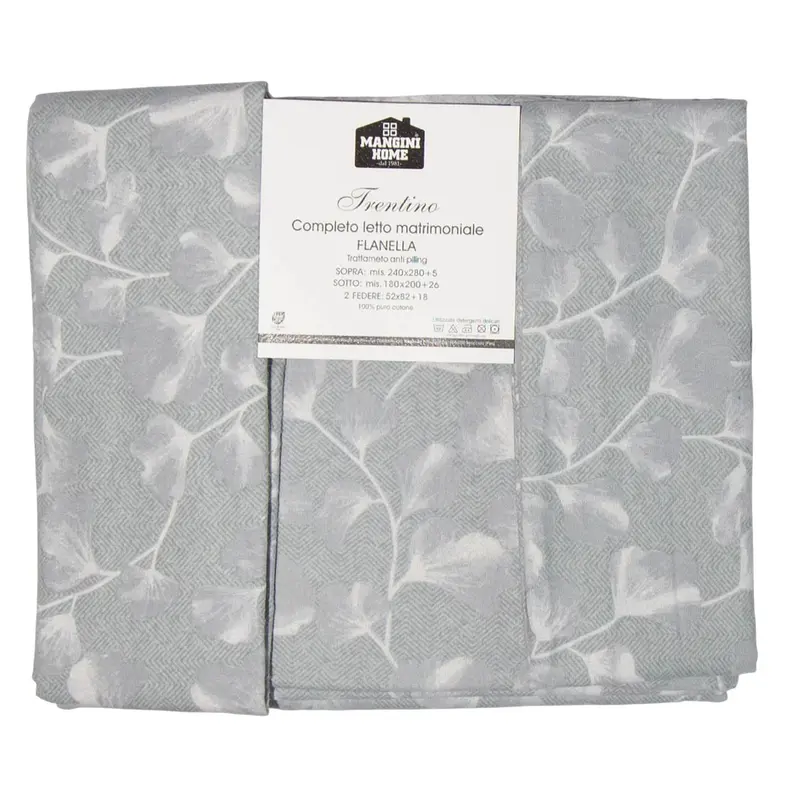 Completo letto flanella - Trentino - Ginco - Grigio