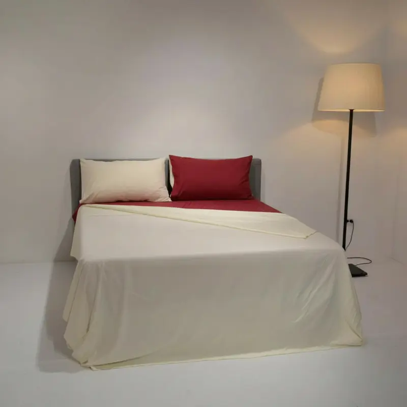 Completo letto Manopesca bicolore - Bordeaux/Crema