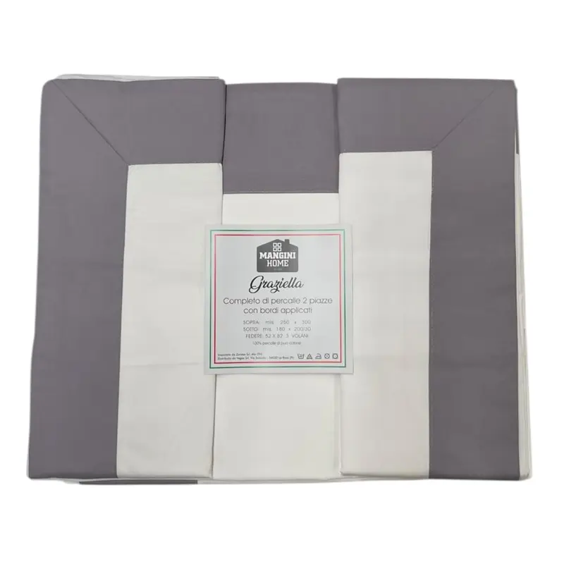 Completo percalle Graziella - Grigio/Bianco