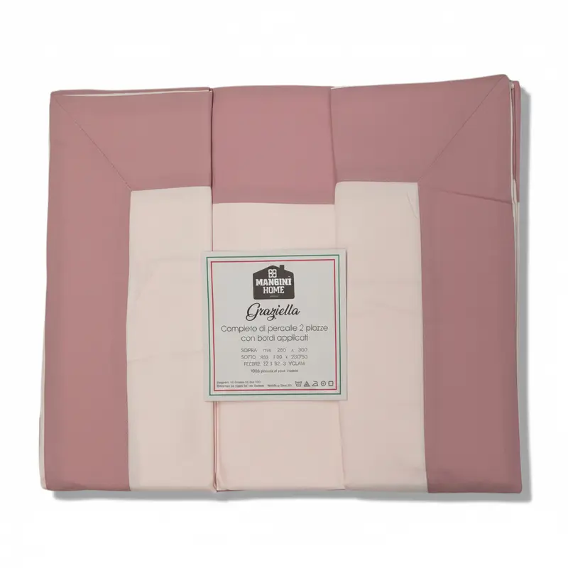 Completo percalle Graziella - Rosa chiaro/rosa scuro