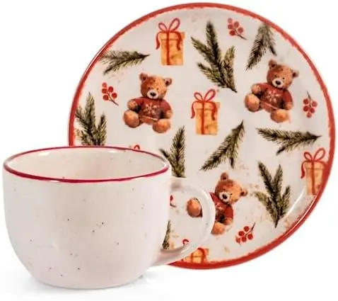 Confezione 4 tazze caffè con piatto teddy hugsH&H