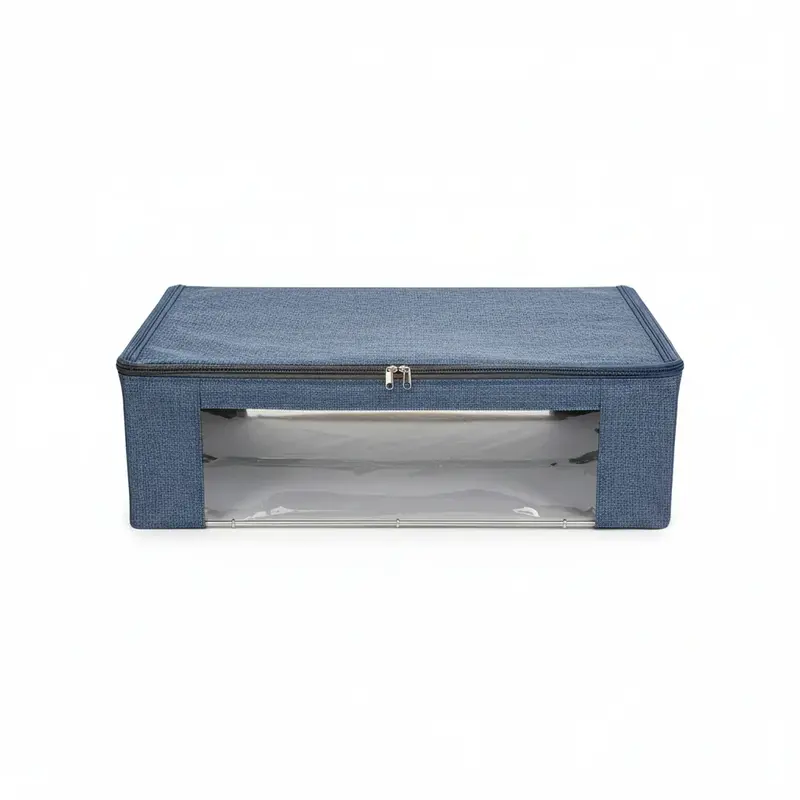 Contenitore Cambio Stagione Sottoletto 60x40x16cm con Finestra e Struttura Metallica