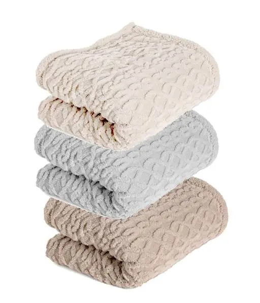 Coperta in pile di qualità tinta unita matrimoniale Super Morbida dis treccia