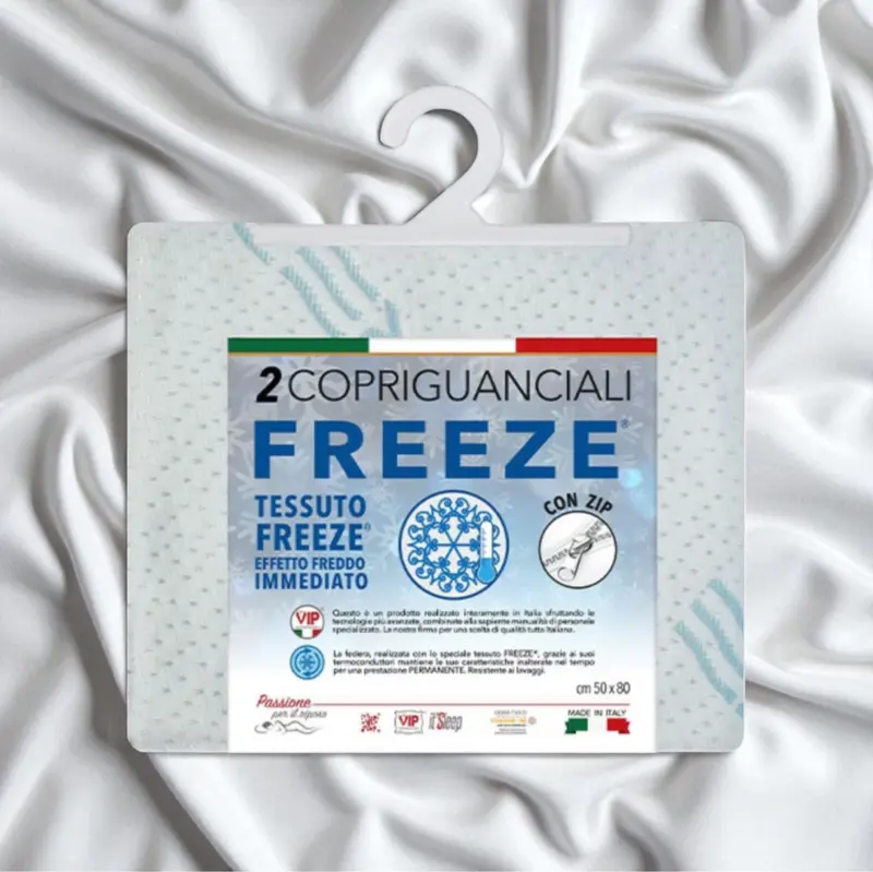 Coppia Copriguanciale Freeze in tessuto rinfrescante con zip – 50×80 cm