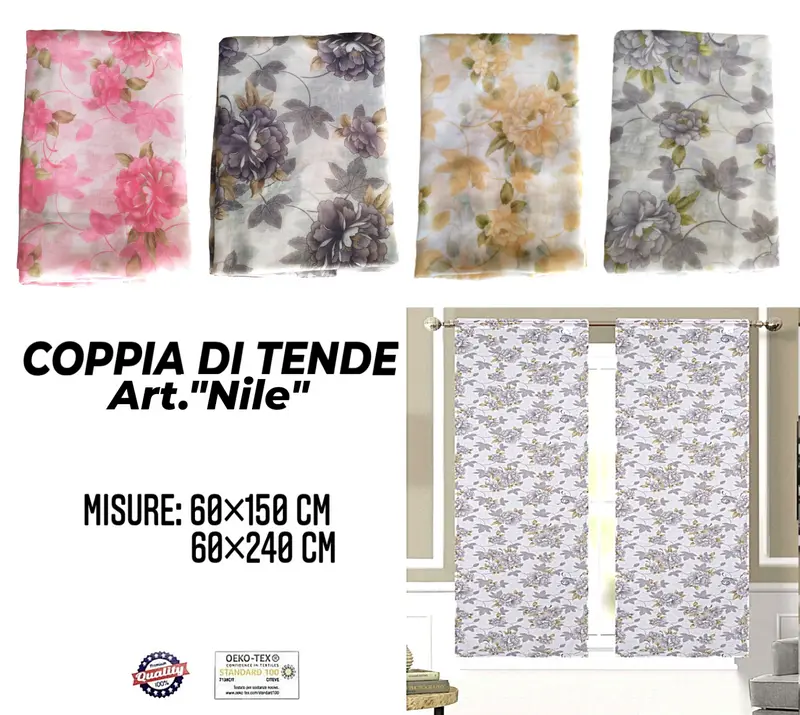 Coppia di Tende con Fantasia a Fiori