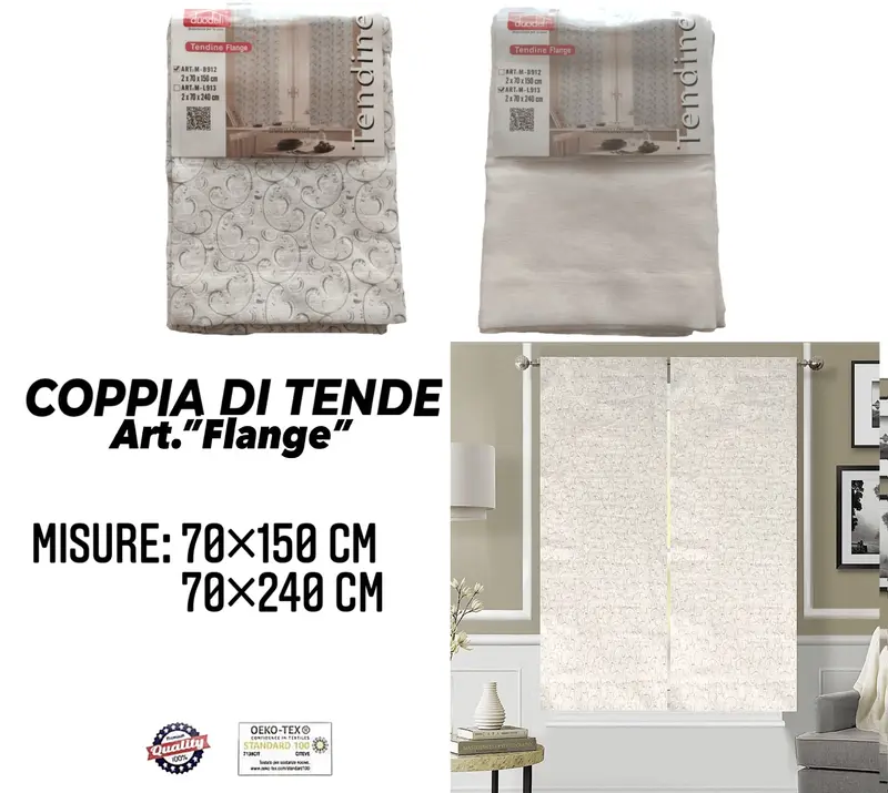 Coppia di Tende con Fantasia con Piume