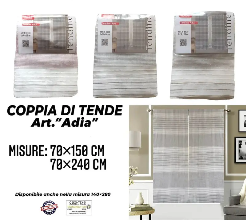 Coppia di Tende Morbide con Fasce Orizzontali