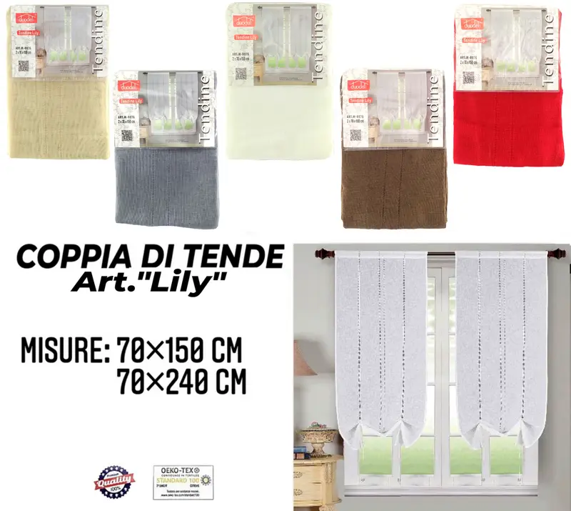 Coppia di Tende Tinta Unita con Doppia Cordina
