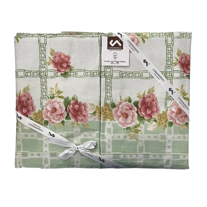 Coppia lenzuola Casarredo - Chains of Roses - Verde