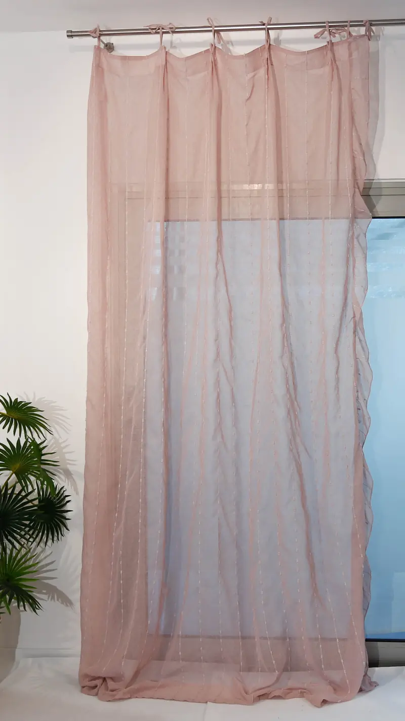 Coppia tende interni Blanc Mariclò - gala laterale - Rosa