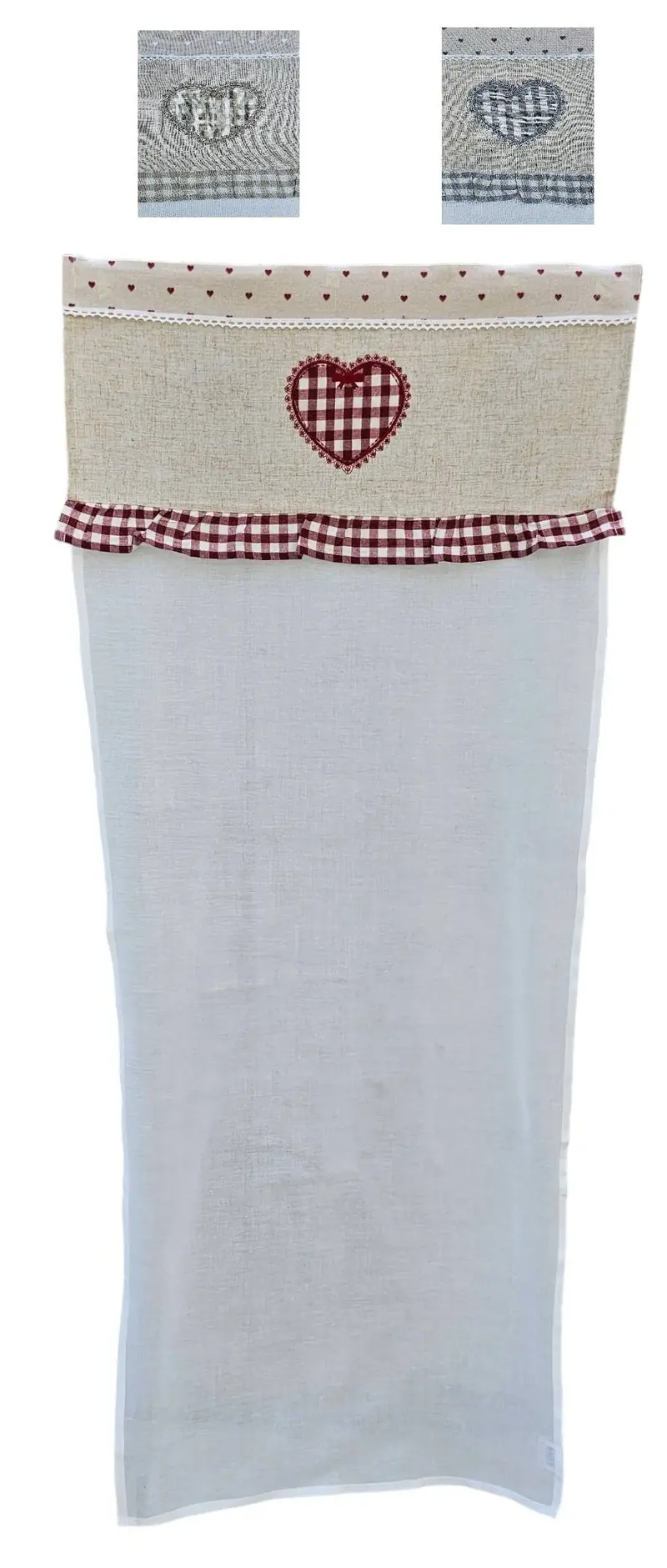 Coppia tende lino cotone cm 60x150 adatte per cucina disegno tirolese shabby