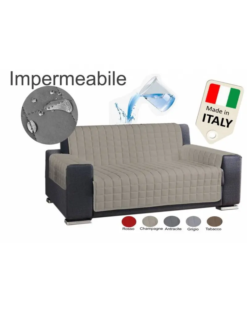 Copridivano 2 posti impermeabile Antimacchia tinta unita Panna made in Italy
