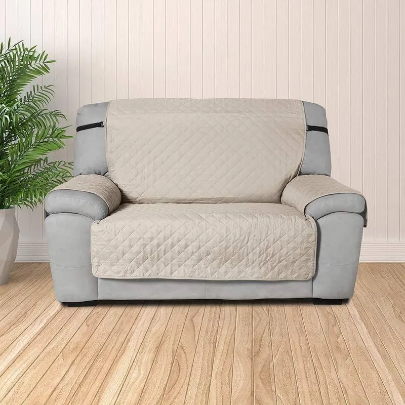 Copridivano 4 Posti no Elasticizzato per Divano no Braccioli e Relax Panna