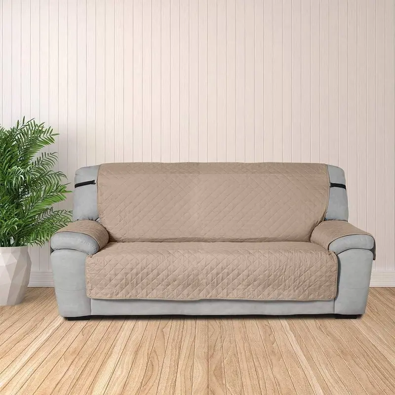 Copridivano copertura divano tinta unita Anti Macchia 2 posti no elastico beige