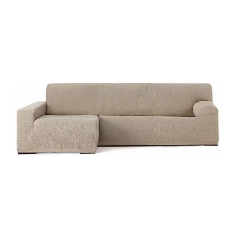 Copridivano Troya elastico penisola sinistra beige bracciolo lungo 250/310