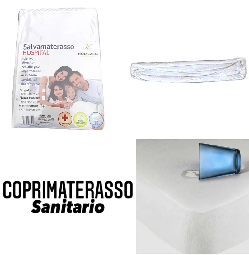 Coprimaterasso Con Angoli Sanitario Idrorepellente