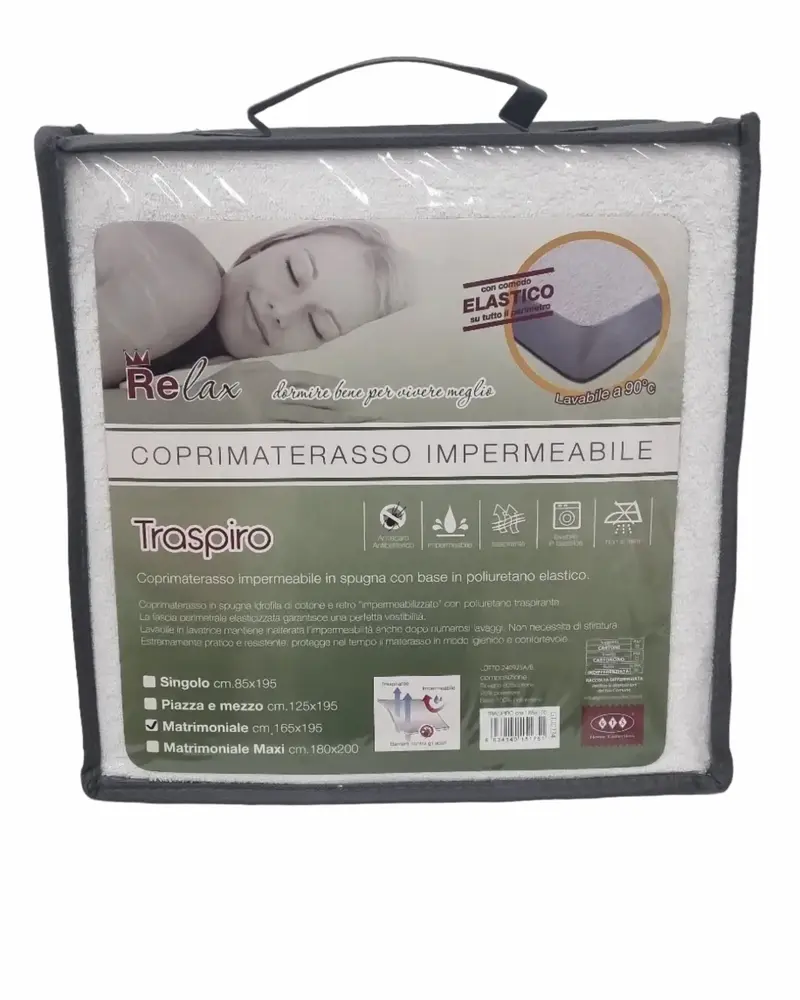 Coprimaterasso Impermeabile Matrimoniale 165x195cm | Spugna Cotone e Poliuretano Traspirante