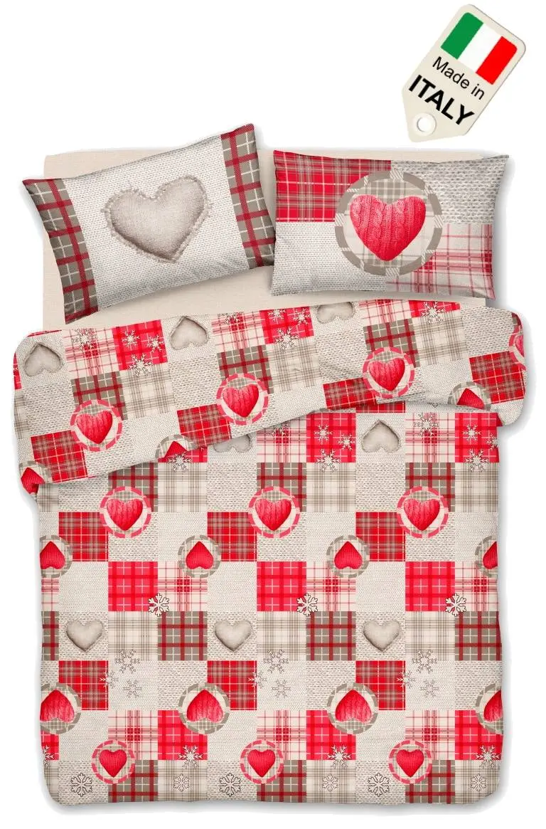 Copripiumino con federe per piumino letto matrimoniale Made in Italy rosso