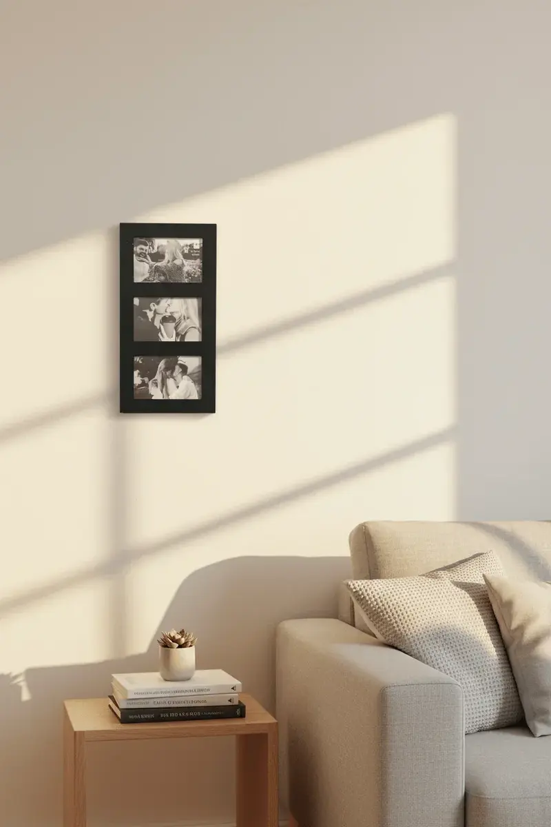 Cornice Multipla 3 Foto in Legno Nero - Portafoto da Parete
