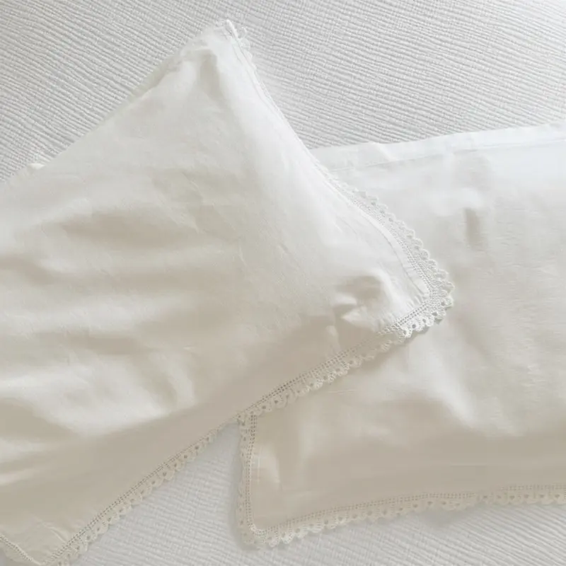 Cotton Pillowcases with Crochet Trim | Set of 2