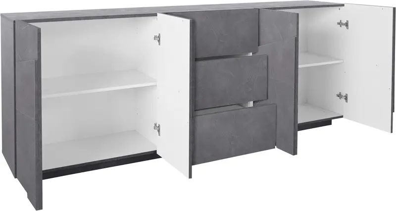 Credenza PING 220 cm 4 ante + 3 cassetti Ardesia