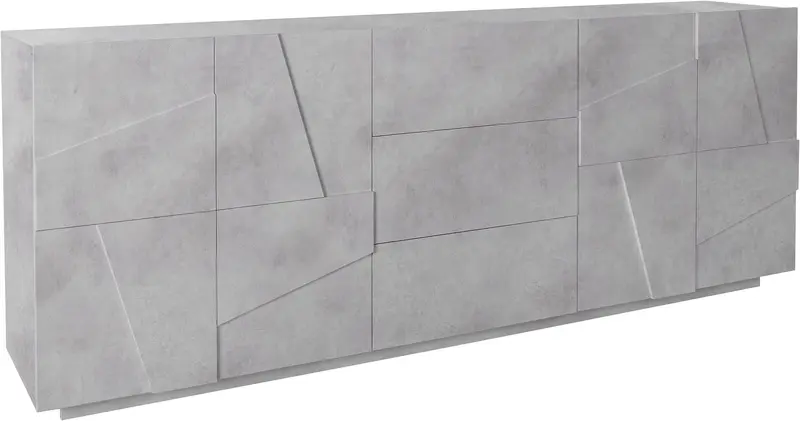 Credenza PING 220 cm 4 ante + 3 cassetti grigio cemento bronx