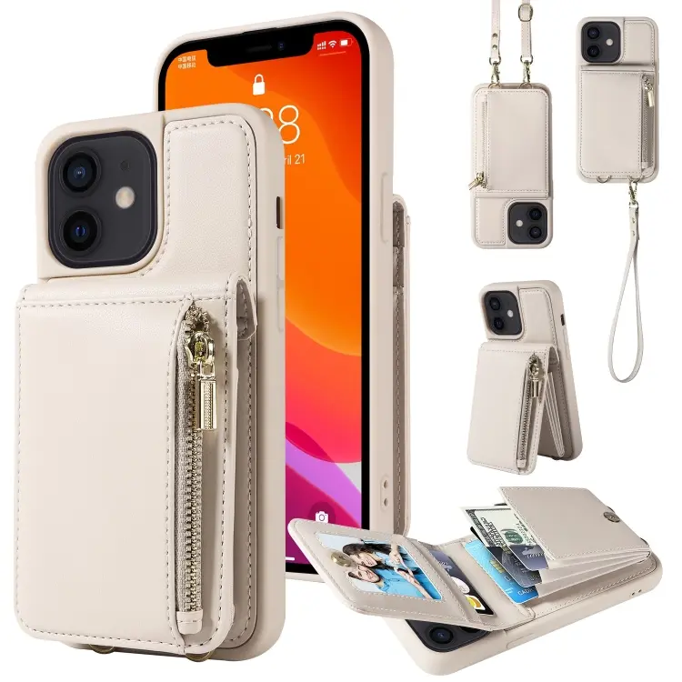 Crossbody Lanyard Zipper Wallet Leather Phone Case, For iPhone 12 / 12 Pro, For iPhone 12 Pro Max, For iPhone 11 Pro Max, For iPhone 11