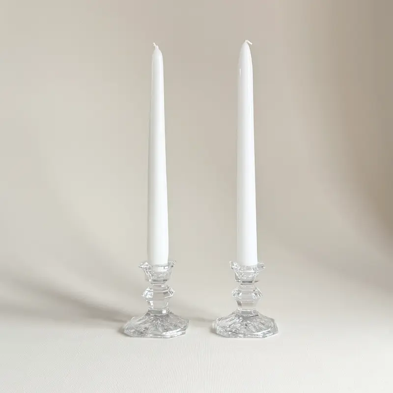 Crystal Candle Holders | Geometric Set of 2