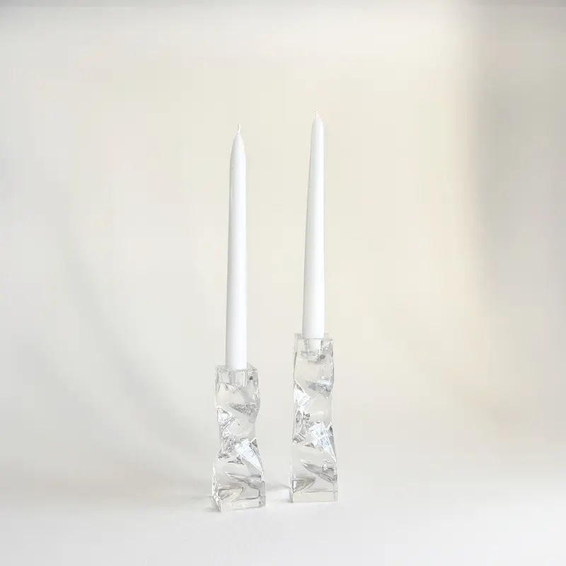 Crystal Candle Holders | Prism Set of 2 · 15 & 18 cm