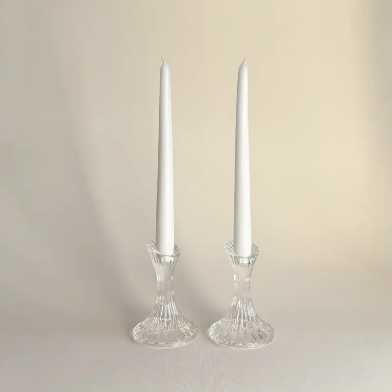 Crystal Candle Holders | Ribbed · Set of 2