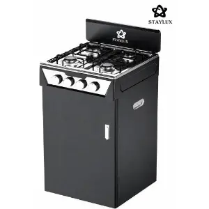 CUCINA A GAS 4 FUOCHI - FORNELLO A GAS 4 FUOCHI CON VANO PORTABOMBOLA | NERO