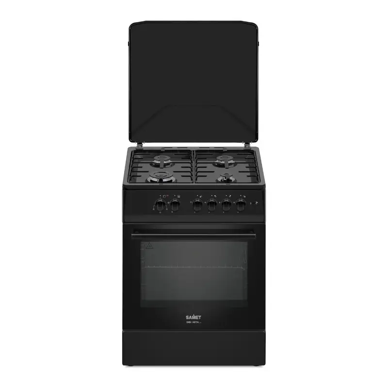 Cucina a gas Tremiti 60x60 con forno a gas e grill elettrico 70 litri nero classe A Samet Indomita Line