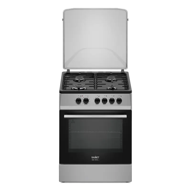 Cucina a gas Tremiti 60x60 con forno multifunzione e grill elettrico 70 litri silver e top nero classe A Samet Indomita Line