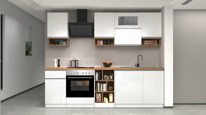 Cucina lineare SOLE 256 cm, composizione 2