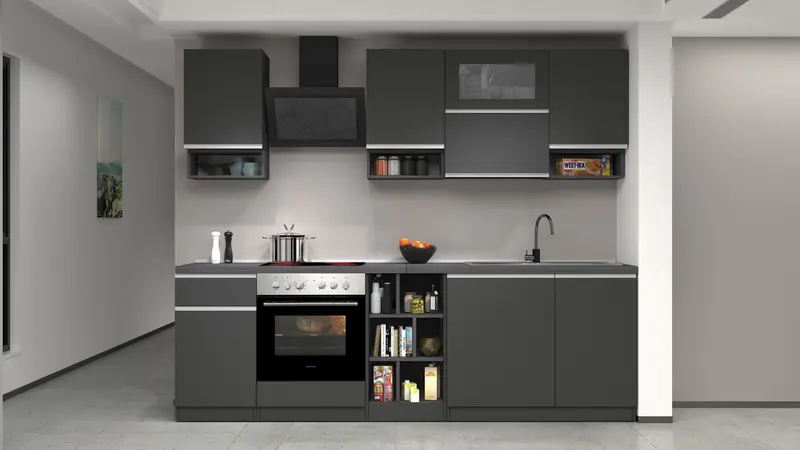 Cucina lineare SOLE 256 cm, composizione 2