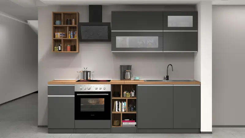 Cucina lineare SOLE 256 cm, composizione 3