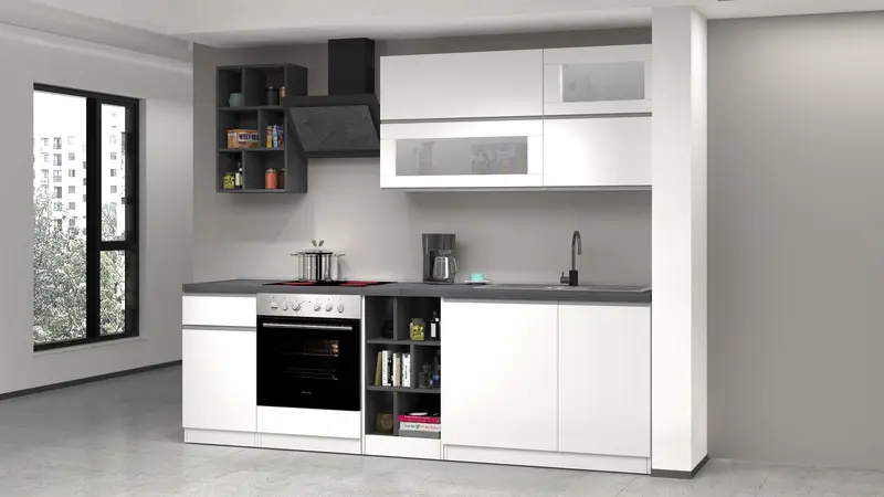 Cucina lineare SOLE 256 cm, composizione 3
