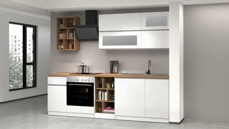 Cucina lineare SOLE 256 cm, composizione 3