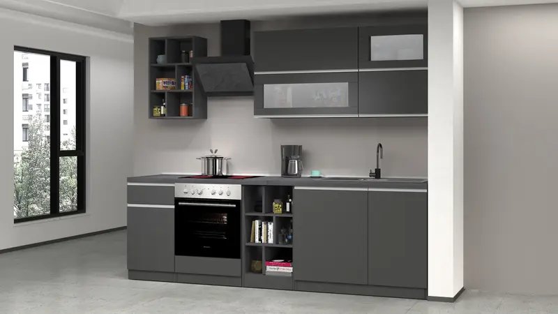 Cucina lineare SOLE 256 cm, composizione 3