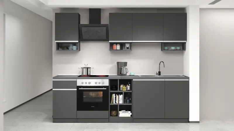 Cucina lineare SOLE da 256 cm, composizione 1