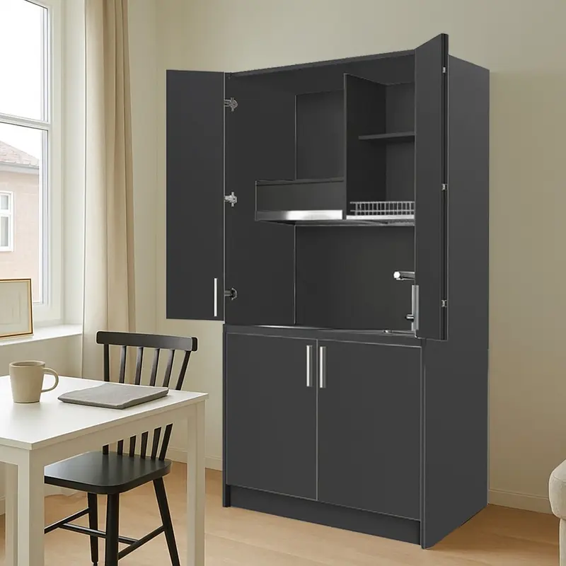 Cucina monoblocco Fold Evolution struttura e ante a libro antracite