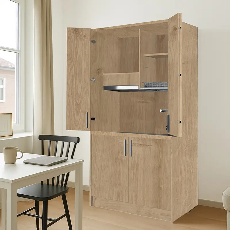 Cucina monoblocco Fold Evolution struttura e ante a libro rovere