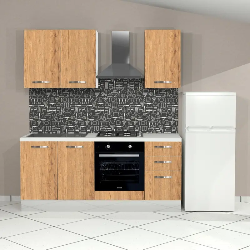 Cucina Taurus 195 sinistra colore cassa bianco e frontali nebraska con elettrodomestici inclusi